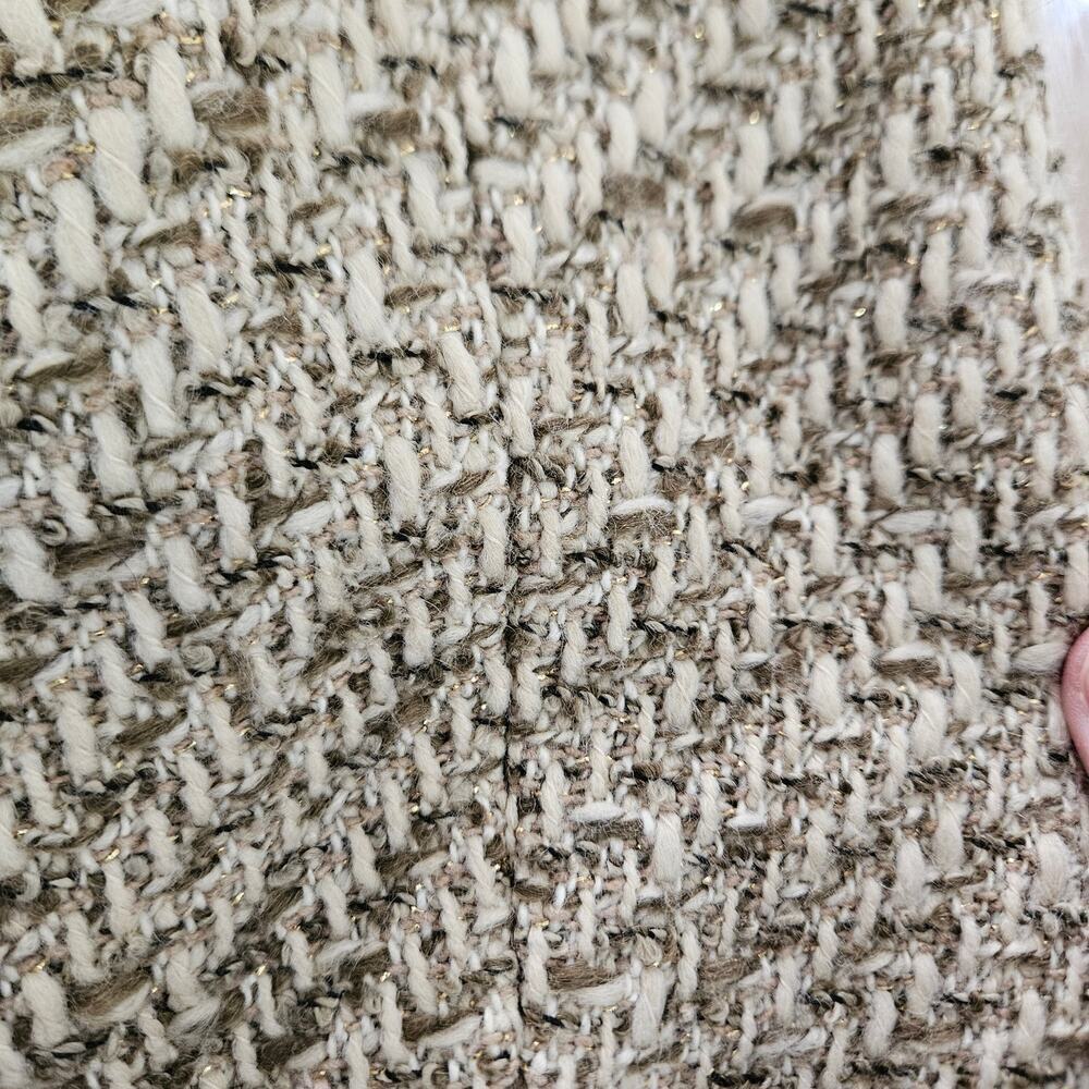 JONES NEW YORK SIGNATURE Olive/Cream Wool Blend Tweed Fringe Jacket. Sz 8 Petite - Picture 5 of 7